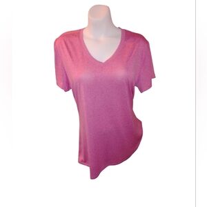 Hanes Women's Short Sleeve Pink V-Neck Tee